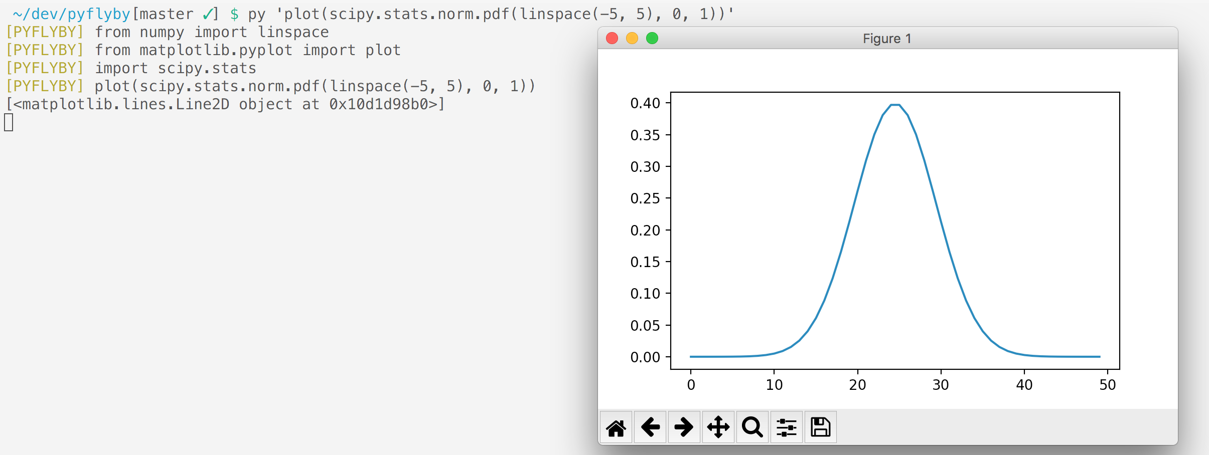 using pyflyby from bash to plot with matplotlib with above snippet, at matplotlib widow is open and show the plot.